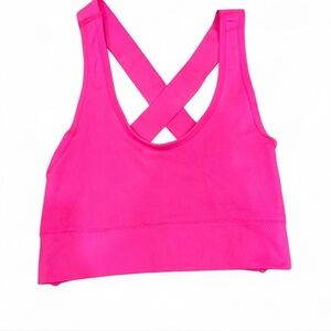 SHEIN Pink Cross-Back Sports Bra Intimates